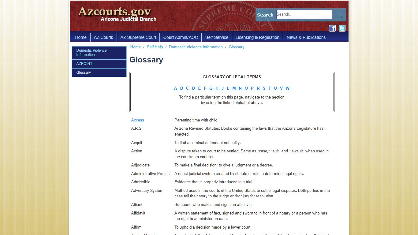 Glossary - Arizona Judicial Branch