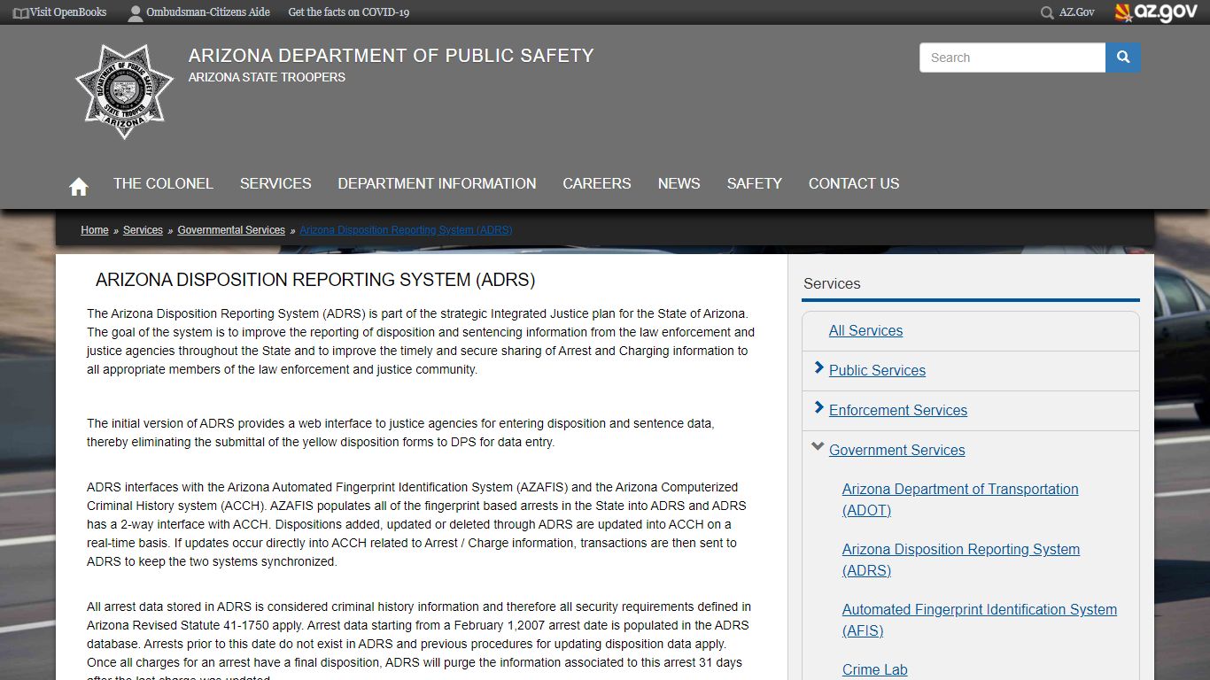 Arizona Disposition Reporting System (ADRS) | Arizona Department of ...